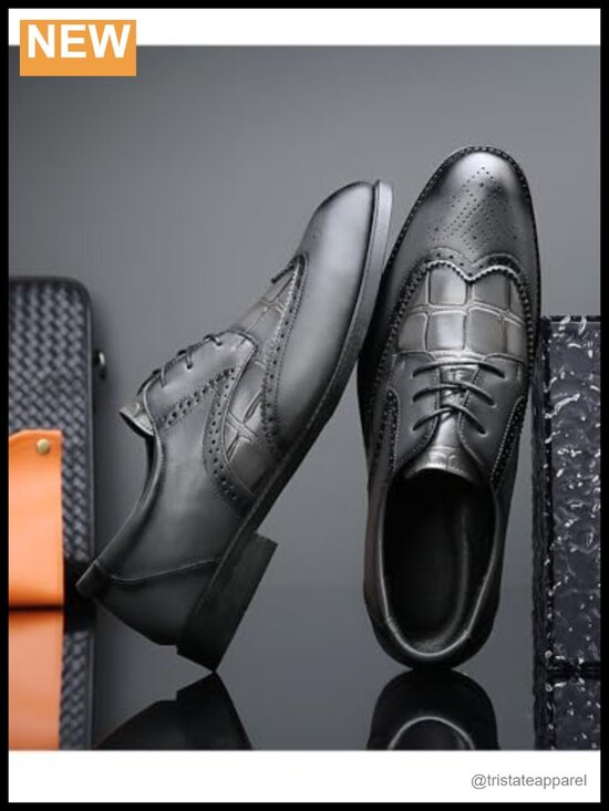 Men\'s Wingtip Brogue Oxford Dress Shoes with Cushioned Insole main image 5